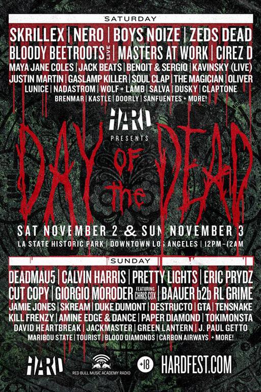 HARD Day of the Dead in LA 2013 Full Lineup + 2 Days Ft. Skrillex