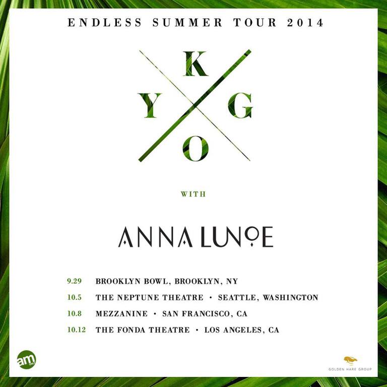Kygo Announces New Endless Summer Tour Dates With Anna Lunoe + All Out (Hotel Garuda Remix) : Deep House Remix [Free Download]