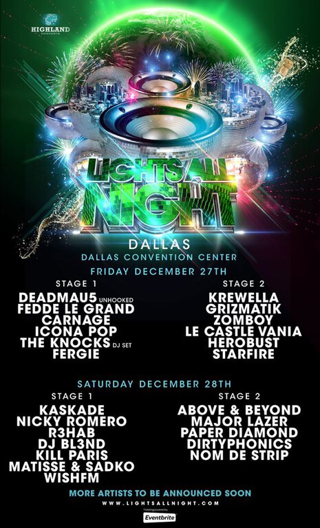 Lights All Night Releases 2013 Lineup for Dallas NYE Festival feat. Deadmau5