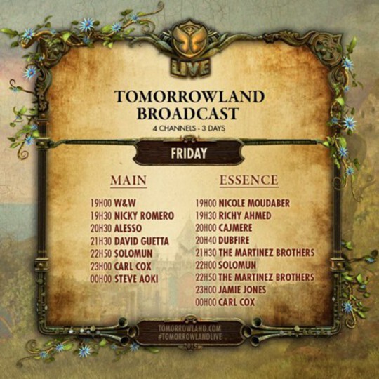 TomorrowLand 2015 Schedule
